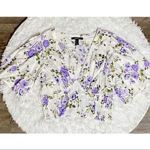 Floral Deep V Neckline Crop Top